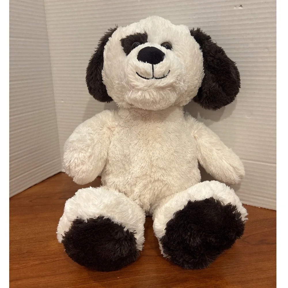 Plush Puppy Dog Stuffed Animal Cream Brown Eye Patch Floppy Ears 15 Inch